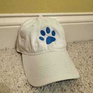 White Baseball Hat with Blue Paw Print - KC Project